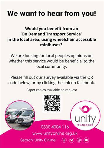  - On-demand bus service from Unity - your views are required